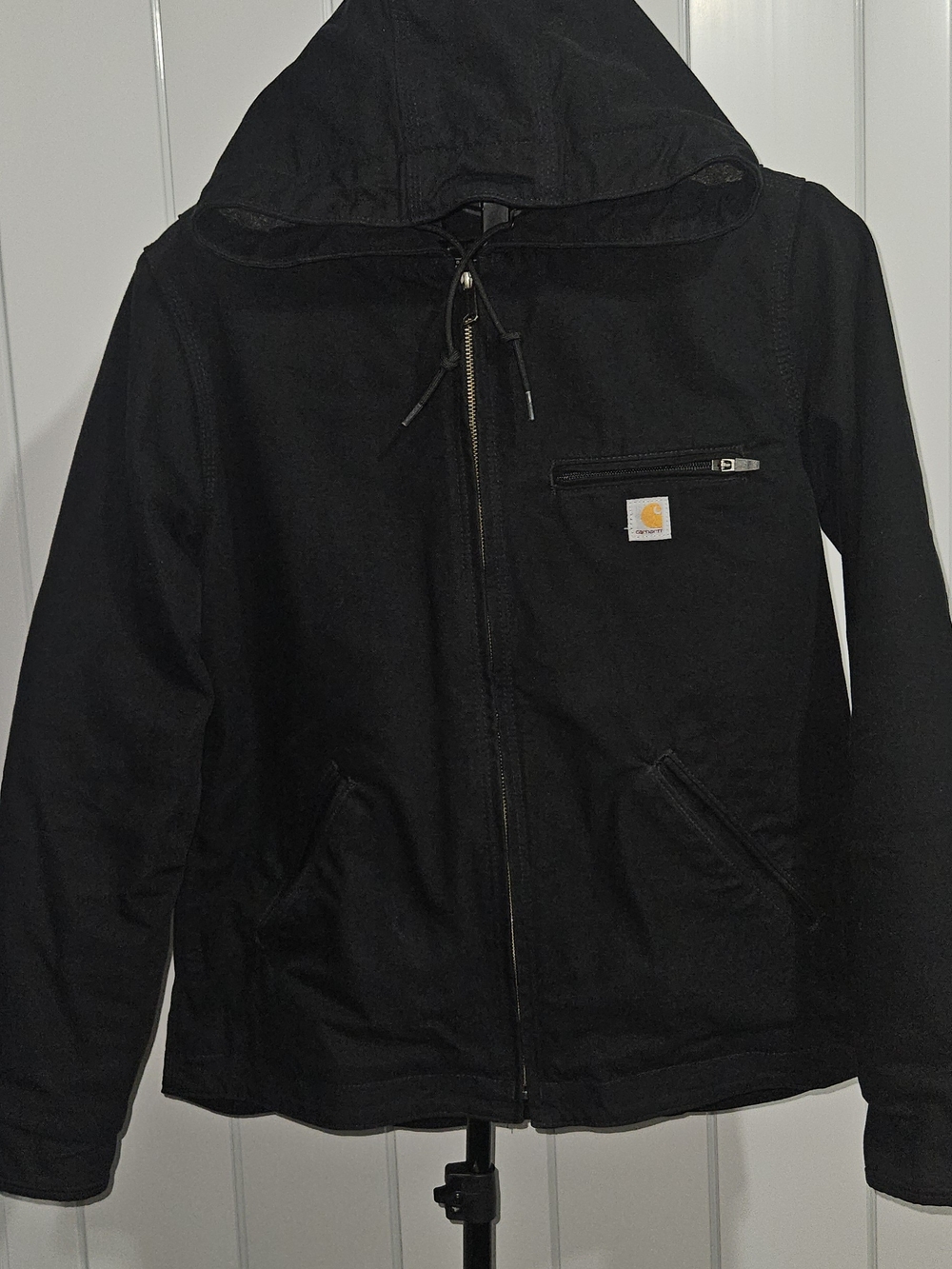 Carhartt Women Black Hooded Work Jacket Sherpa Lined